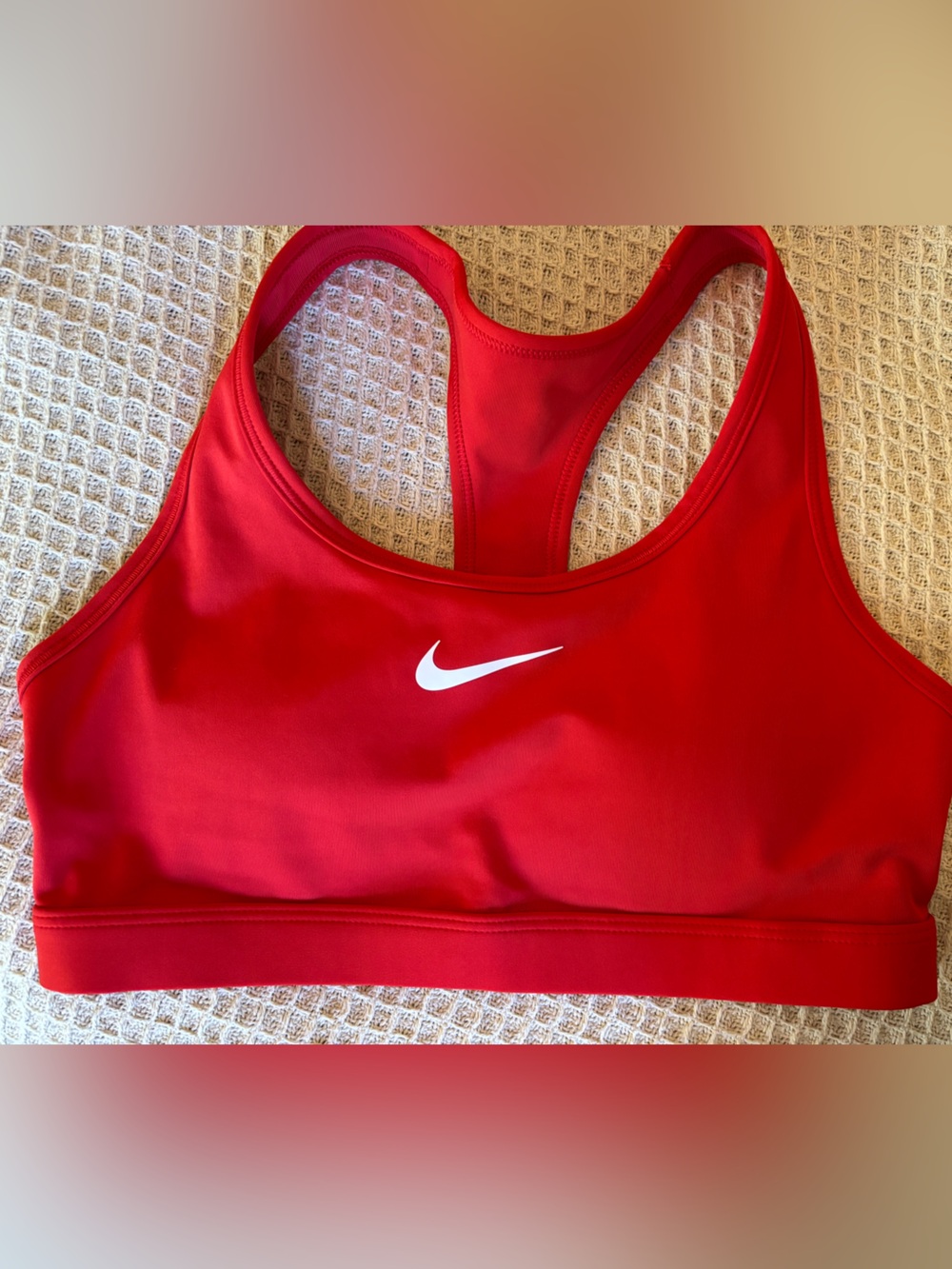 Nike Women's Red Racerback Sports Bra with Sewn in Padding